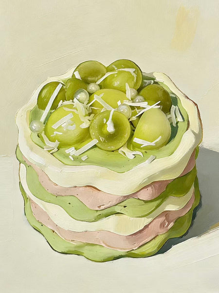 Oil Painting–Inspired Honeydew & Raspberry Chiffon Cake 油画蜜瓜