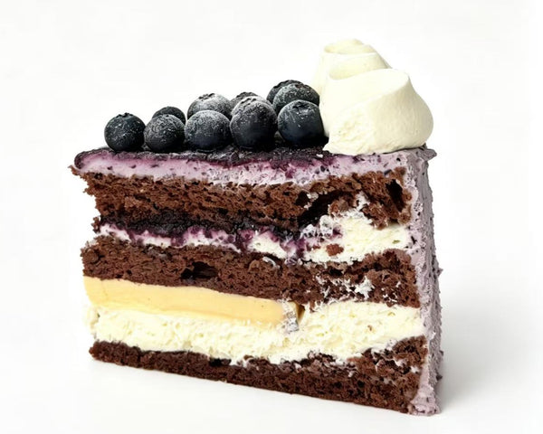 Blueberry & Pudding Chocolate Chiffon Cake 蓝莓布丁