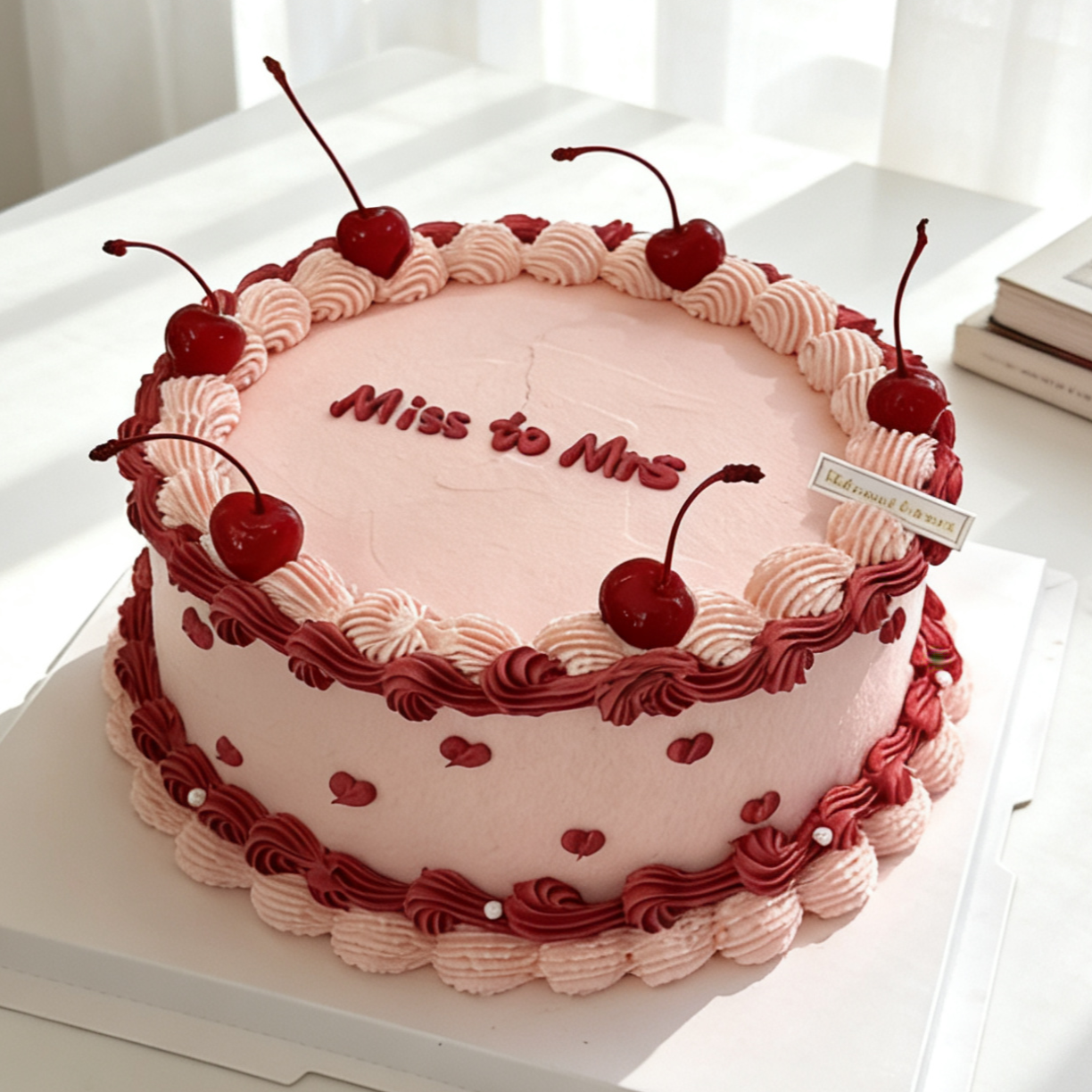 Retro-style Piping Cake with Cherry 复古樱桃奶油裱花蛋糕