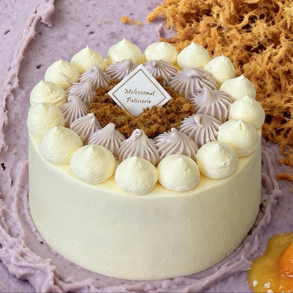 Taro with Egg Yolk Custard Chiffon Cake (Pork Floss Topping) 芋泥咸蛋黄肉松